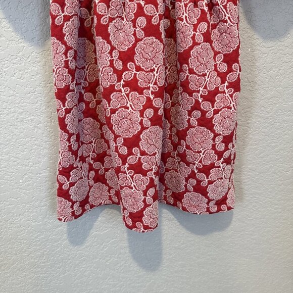 Janie and Jack Bradbury Red Rose Jacquard Eyelet Ruffle Dress Girls Size 5 - Picture 3 of 11